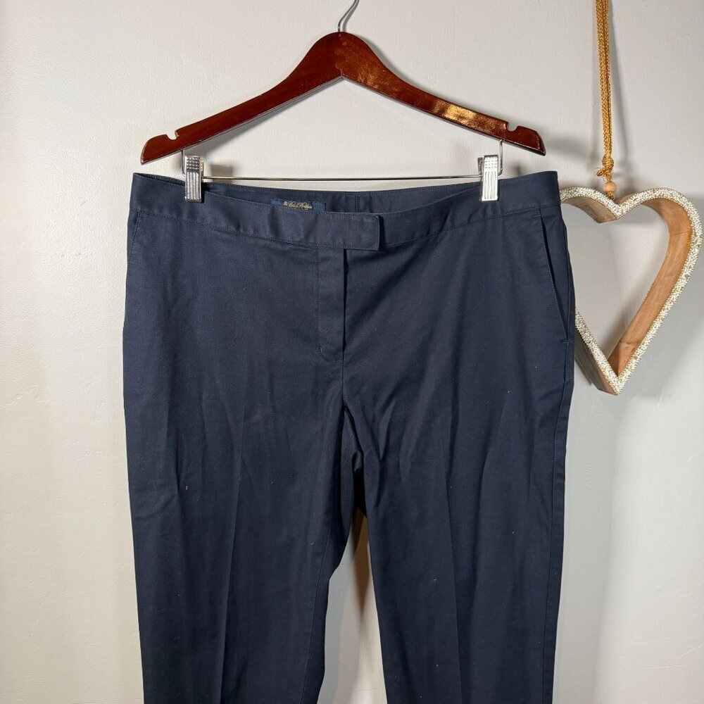 Brooks Brothers Womens Cotton Twill Blend Academia Corporate Trousers Sz 14 Navy - Picture 3 of 12
